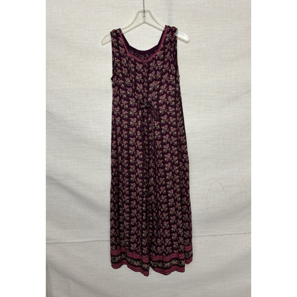 Vtg April Cornell Dress Small Maxi Aline Floral Boho Long Back Buttons